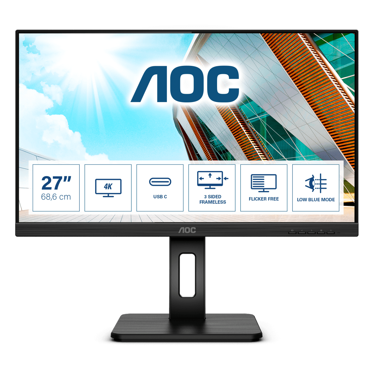 Bild von AOC U27P2CA 27 Zoll - 4K Office Monitor - 69 cm (27") 4K UHD, Höhenverstellung