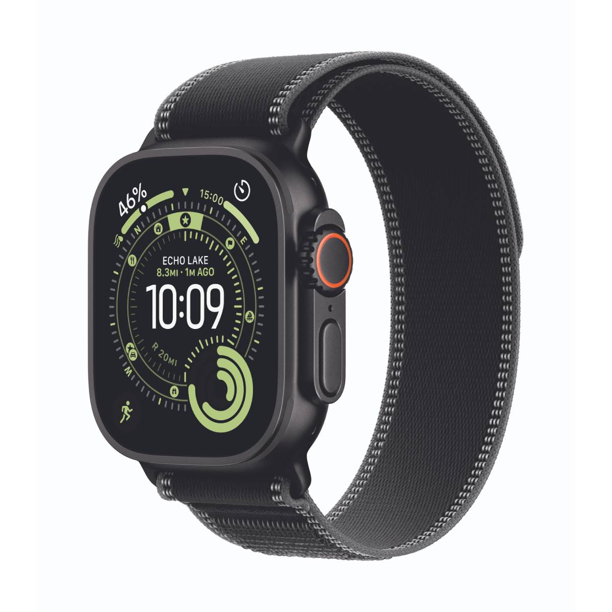 Bild von Apple Watch Ultra 3 Cellular 49mm Schwarz Titan Gehäuse mit Schwarz/Kohlegrau Trail Loop - S/M