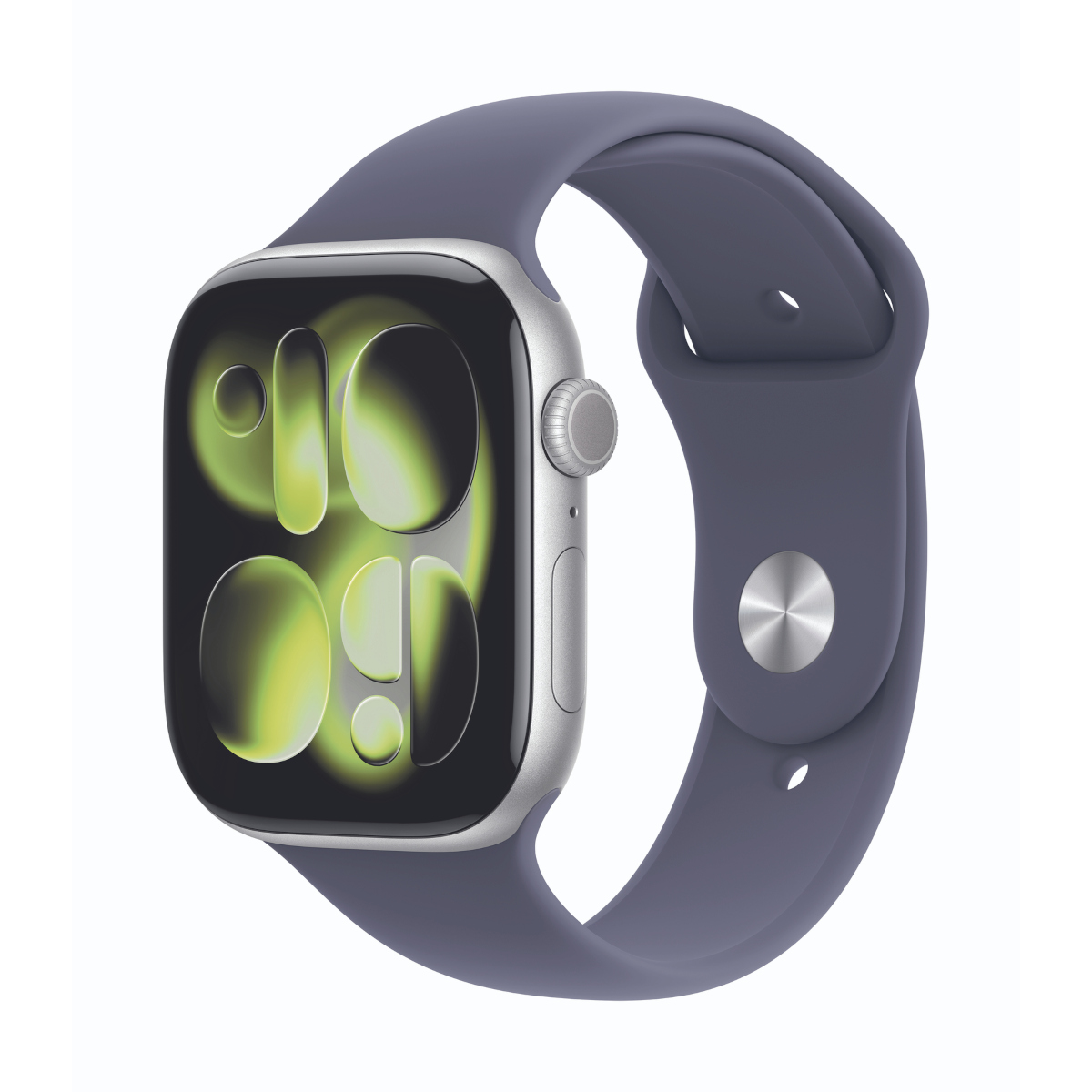 Bild von Apple Watch Series 11  46mm Silber Aluminium Gehäuse mit Nebelviolett Sport Band - M/L