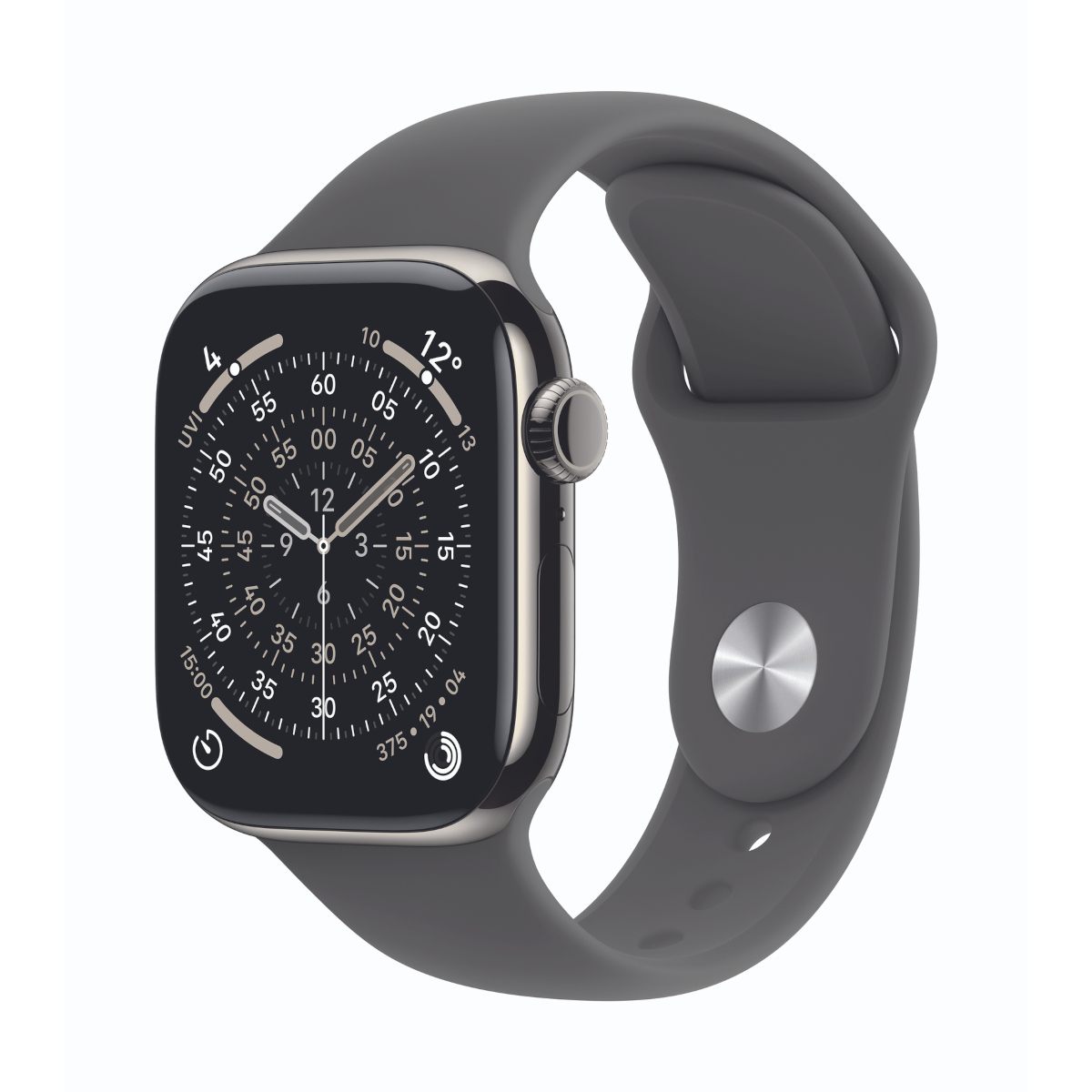 Bild von Apple Watch Series 11 Cellular 42mm Natur Titan Gehäuse mit Steingrau Sport Band - M/L