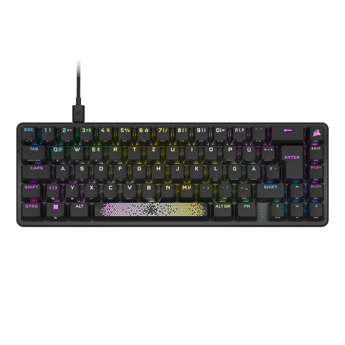 Bild von Corsair K65 PRO MINI Gaming Tastatur - 65 % Optisch-mechanische Gaming-Tastatur RGB-LED-Hintergrundbeleuchtung, CORSAIR OPX, Schwarz