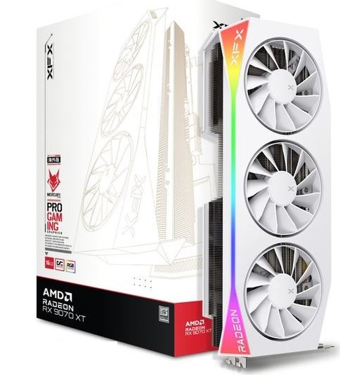 Bild von XFX Radeon RX 9070XT MERCURY Gaming RGB 16GB OC White - 16GB GDDR6, 1x HDMI, 3x DP