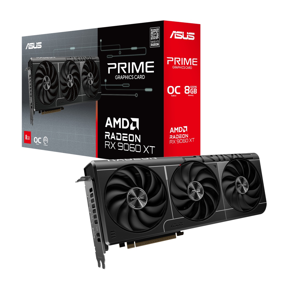 Bild von ASUS Prime Radeon RX 9060 XT OC 8GB Grafikkarte - 8GB GDDR6, HDMI, 3x DP