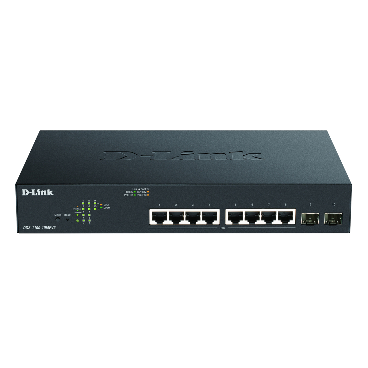 Bild von D-Link DGS-1100-10MPV2 Smart Managed Switch [8x Gigabit Ethernet PoE+, 130W, 2x SFP]