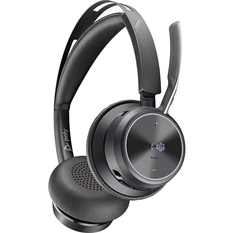 Bild von Poly Voyager Focus 2 Bluetooth-Headset MS Teams zertifiziert, Hybrid Active Noise Cancellation (ANC), 6 Mikrofone, Mikrofon-Geräuschunterdrückung,incl