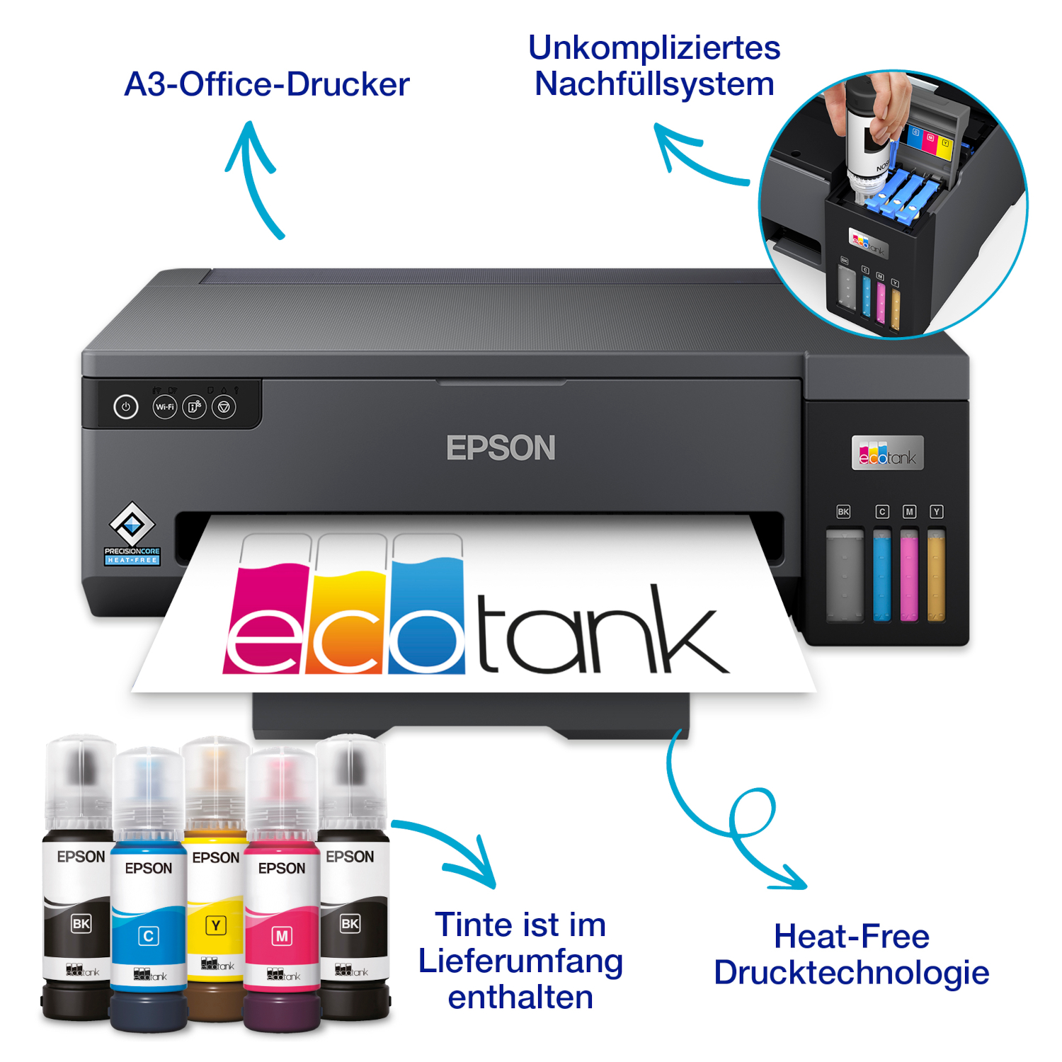 Bild von Epson EcoTank ET-14100 - A3-Tintentankdrucker A3+, Drucker, USB, WLAN, Tintentanksystem