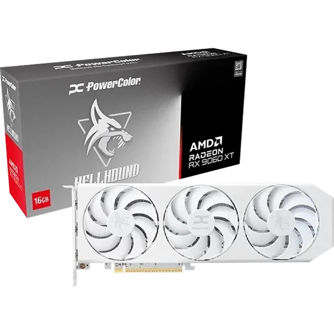 Bild von Powercolor RX 9060XT Hellhound Spectral White OC 16GB - 16GB GDDR6, 1x HDMI, 3x DP