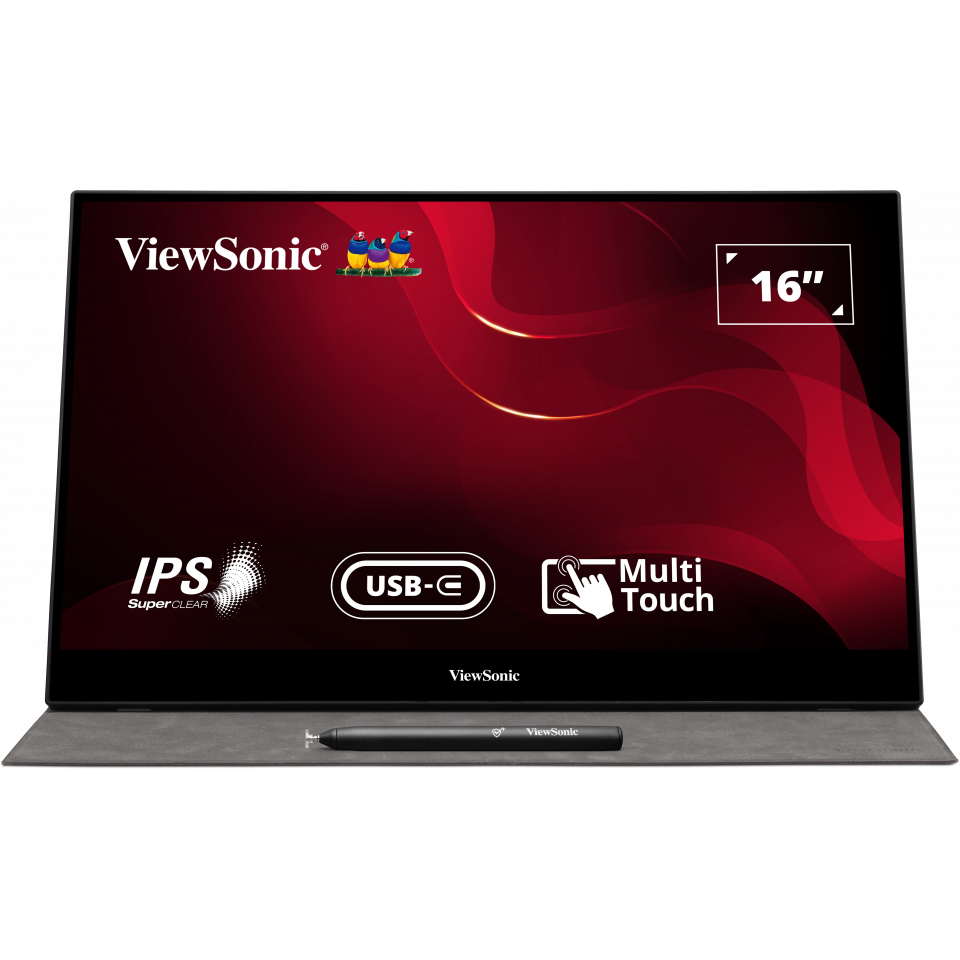 Bild von ViewSonic TD1655 Portabler Touch-Monitor - Mini-HDMI, USB-C