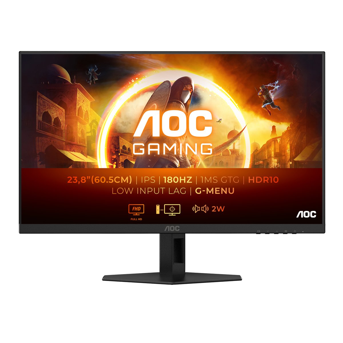 Bild von AOC Gaming 24G4XE 24 Zoll FHD Monitor, 180 Hz, 1 ms, FreeSync Prem., G-Sync comp., HDR10 (1920x1080, HDMI, DisplayPort) schwarz