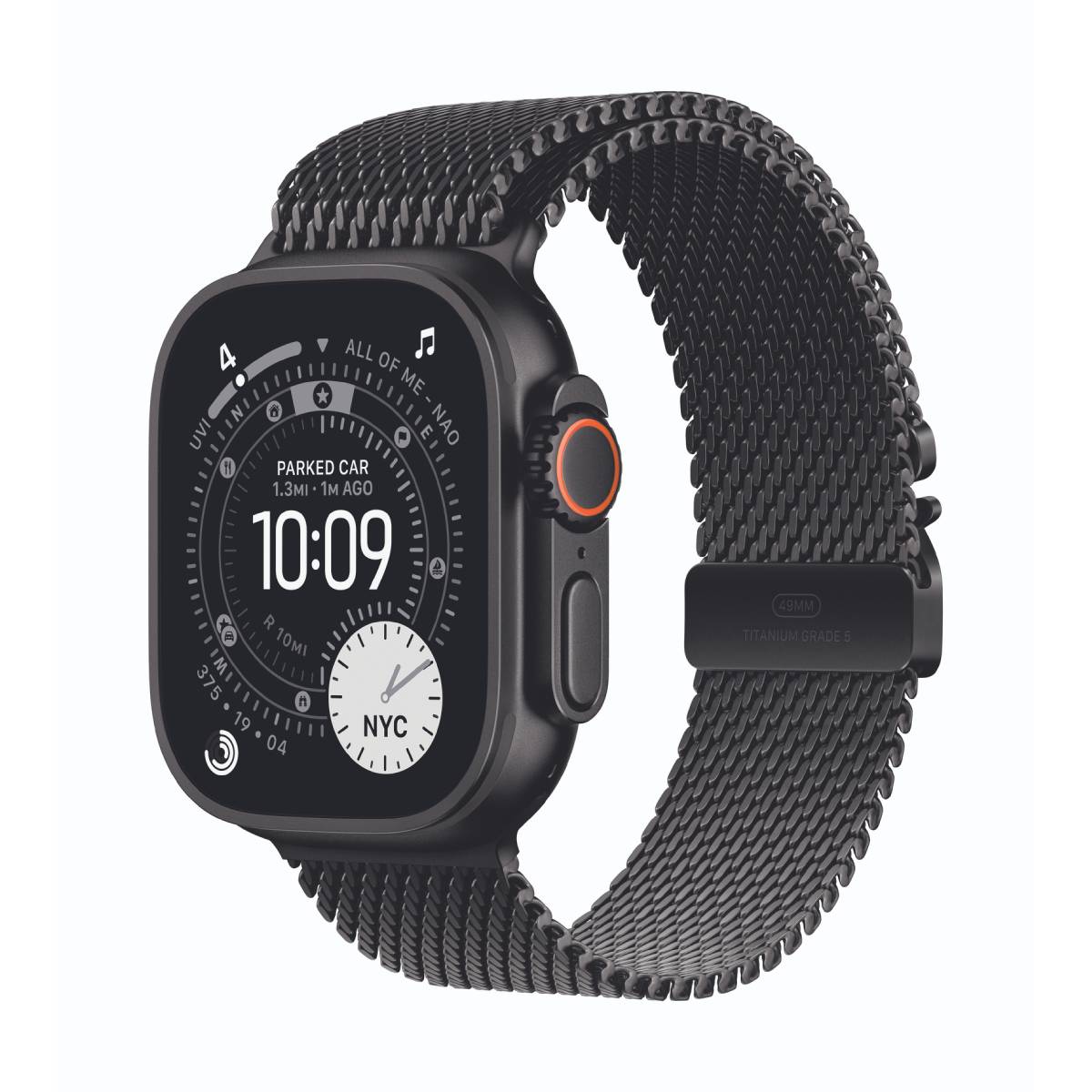 Bild von Apple Watch Ultra 3 Cellular 49mm Schwarz Titan Gehäuse B-Ware mit Schwarz Titan Milanaise Armband - Small