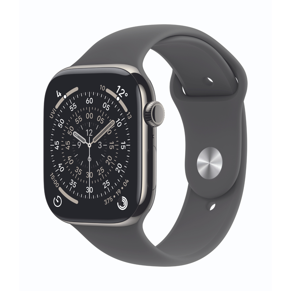 Bild von Apple Watch Series 11 Cellular 46mm Natur Titan Gehäuse mit Steingrau Sport Band - S/M