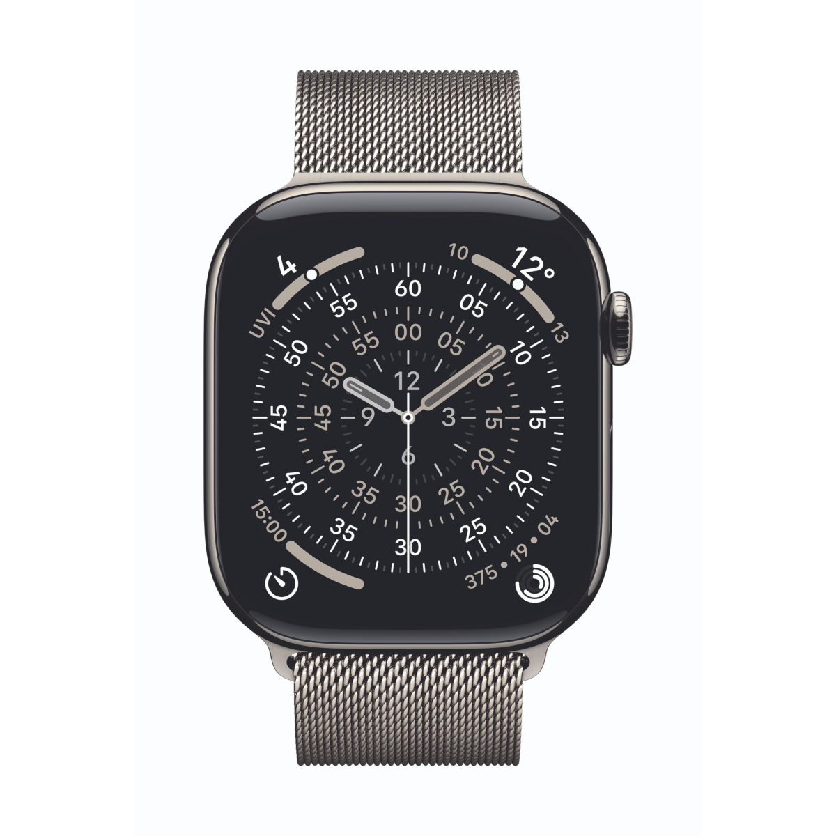 Bild von Apple Watch Series 11 Cellular 46mm Natur Titan Gehäuse mit Natur Milanaise Armband - M/L