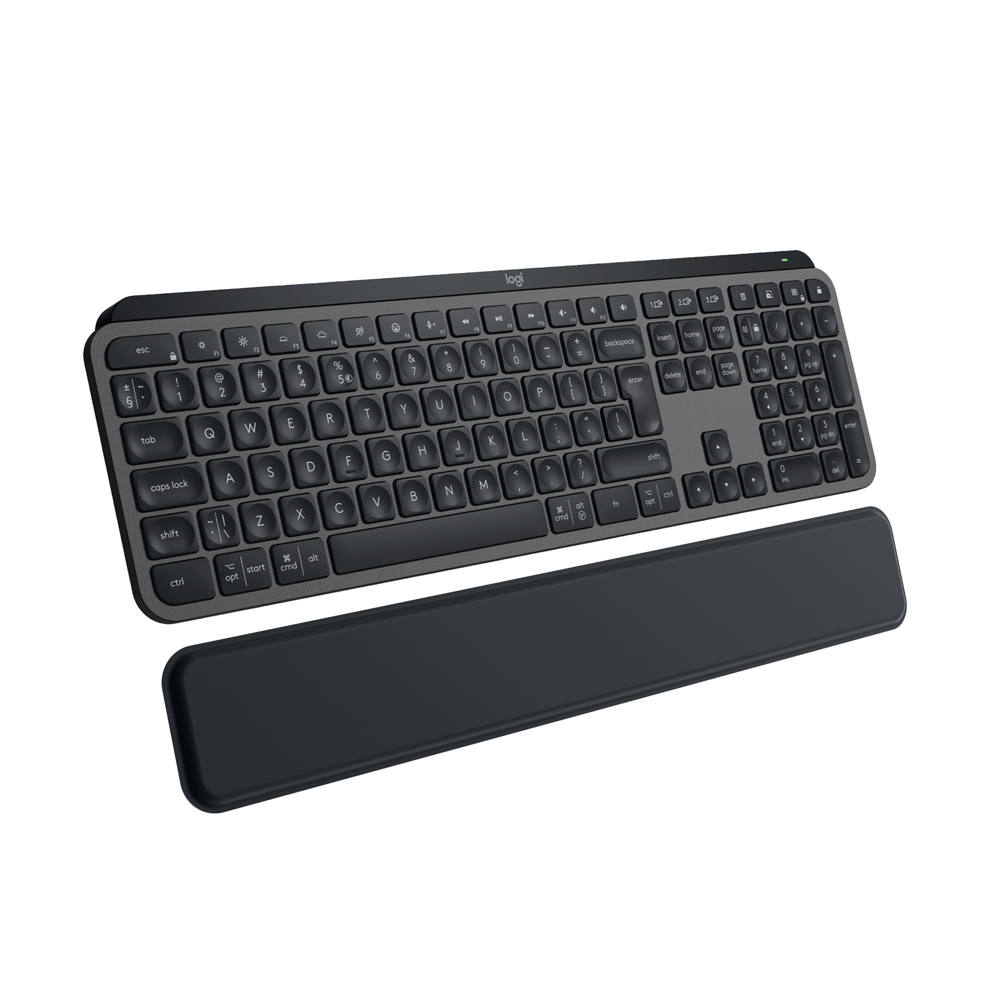 Bild von Logitech MX Keys S Plus, Kabellose Tastatur Tastenbeleuchtung, incl. Logi Bolt USB-Empfänger und Palm Rest, Graphite