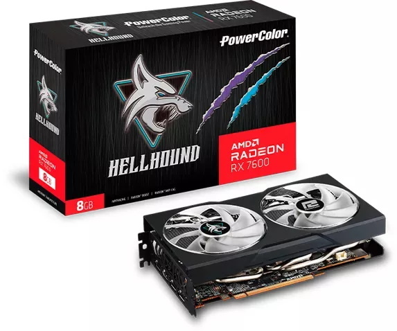 Bild von Powercolor Radeon RX 7600 Hellhound Grafikkarte - 8GB GDDR6, 1x HDMI, 3x DP