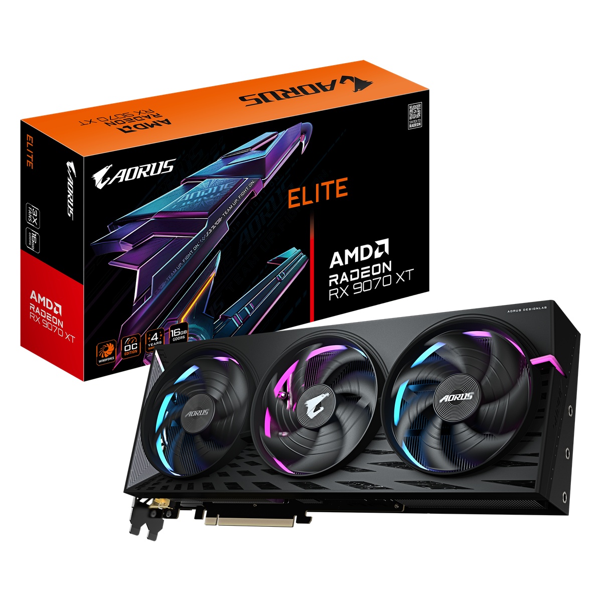 Bild von Gigabyte Radeon RX 9070 XT 16GB Aorus Elite Grafikkarte - 16GB GDDR6, 2x HDMI, 2x DP
