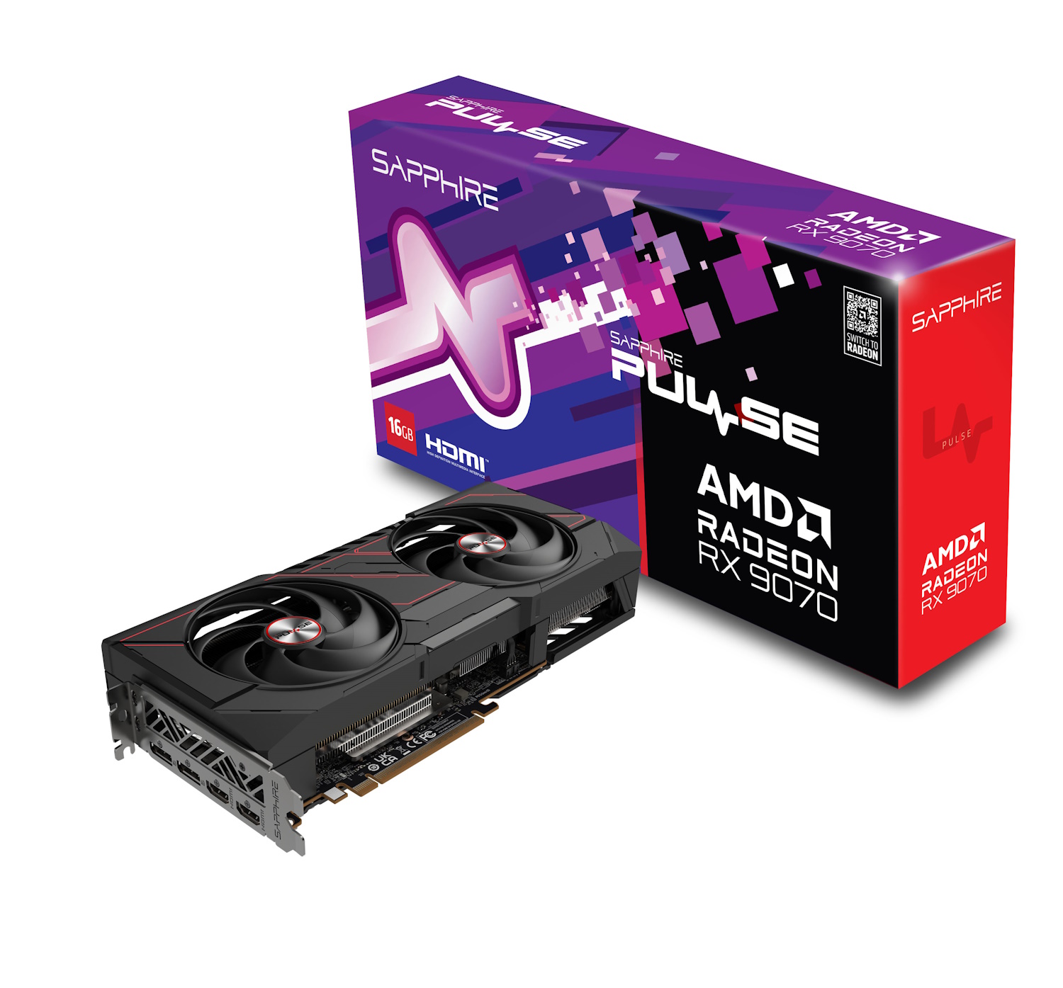 Bild von SAPPHIRE PULSE AMD RADEON RX 9070 GAMING Grafikkarte - 16GB GDDR6, 2x HDMI, 2x DP