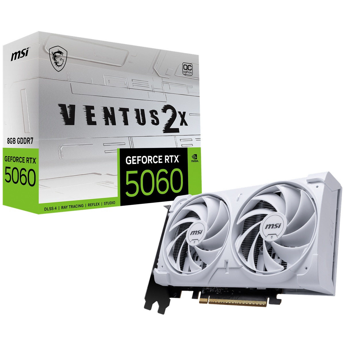 Bild von MSI GeForce RTX 5060 8G VENTUS 2X OC WHITE - 8GB GDDR7, HDMI, 3x DP