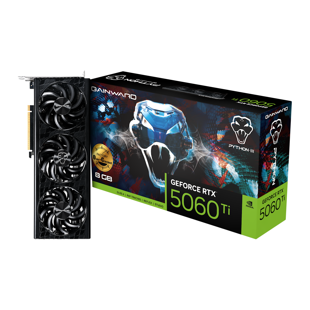 Bild von Gainward GeForce RTX 5060 Ti 8GB Python III OC - 8GB GDDR7, HDMI, 3x DP