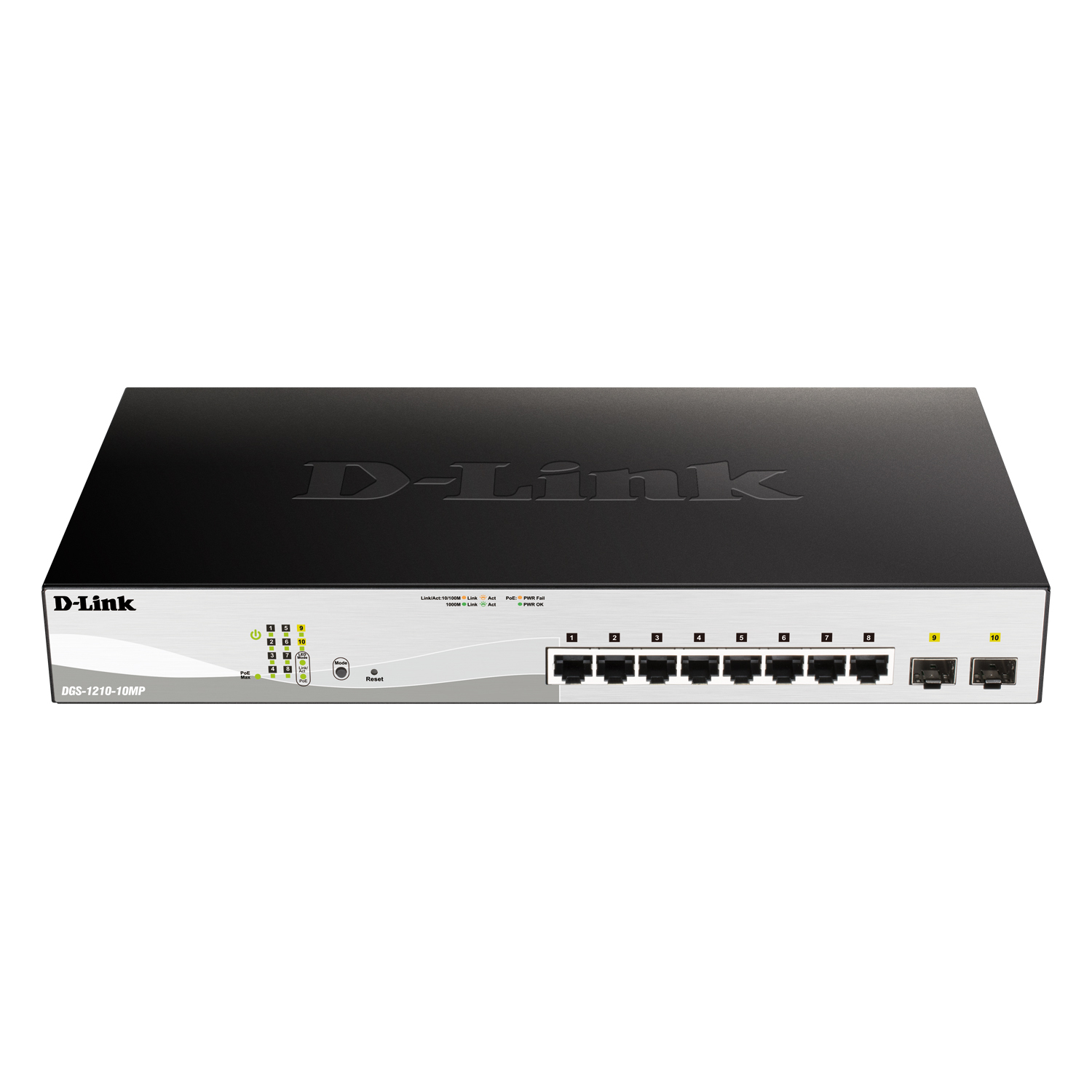 Bild von D-Link DGS-1210-10MP Smart Managed Switch 8x Gigabit Ethernet (8x PoE+, max. 130W), 2x SFP
