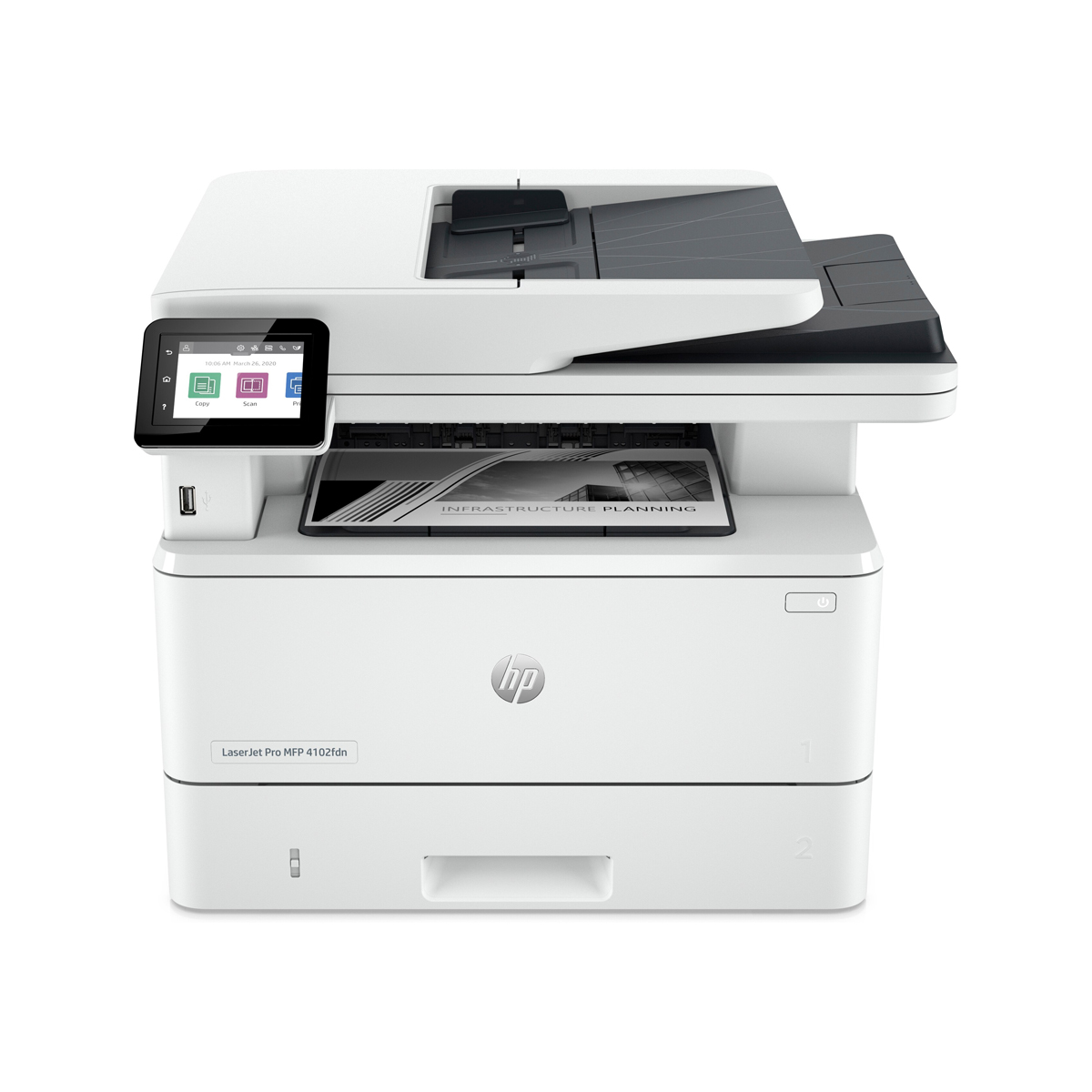 Bild von HP LaserJet Pro MFP 4102fdw - 4in1 Multifunktionsdrucker B-Ware Schwarz-Weiß, Drucken, Kopieren, Scannen, Faxen, Instant Ink