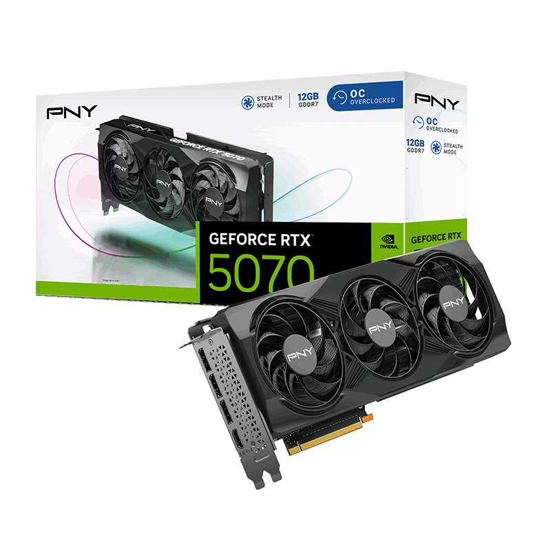 Bild von PNY GeForce RTX 5070 Overclocked Triple Fan - 12GB GDDR7, HDMI, 3x DP