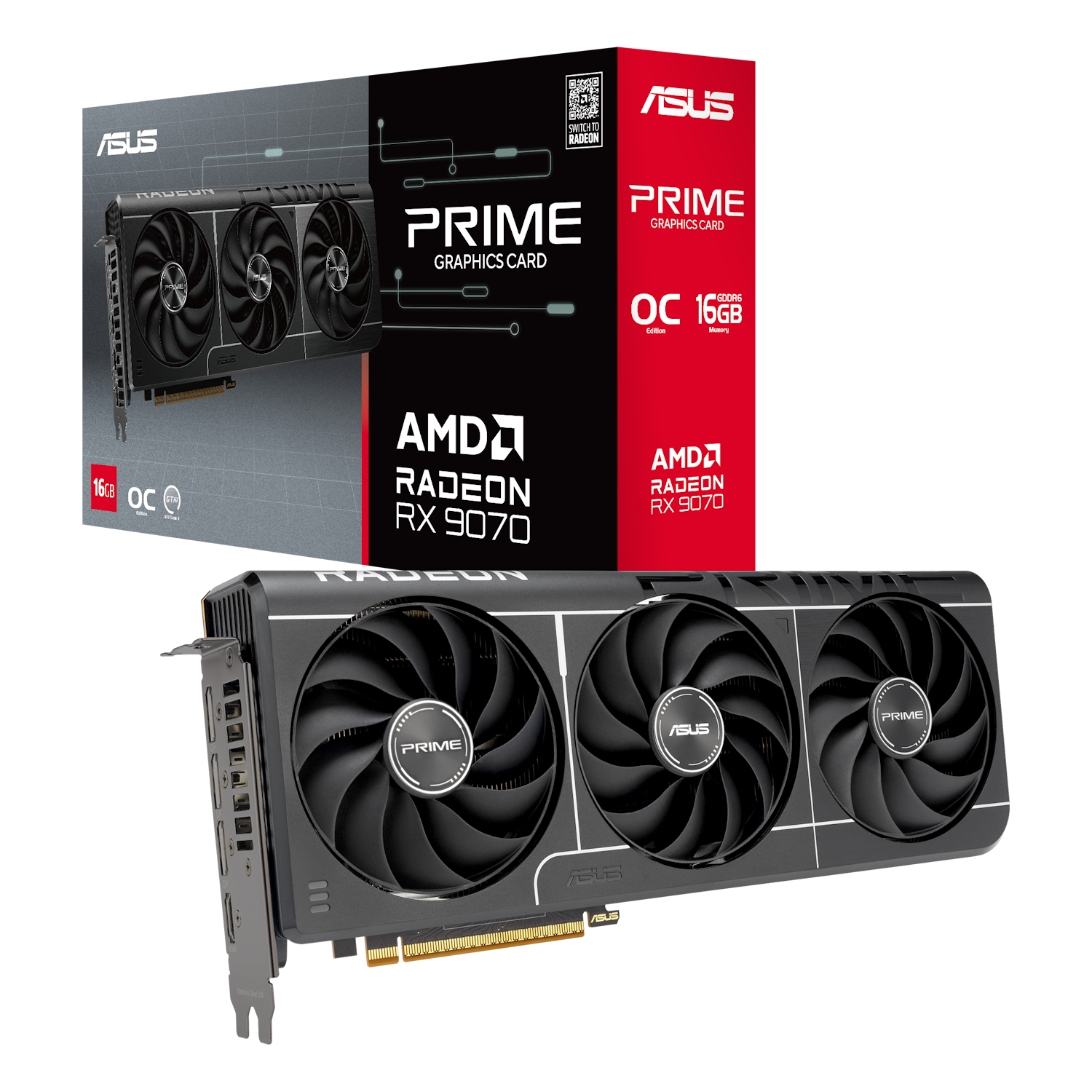 Bild von ASUS Prime Radeon RX 9070 OC EVO Grafikkarte - 16GB GDDR6, HDMI, 3x DP