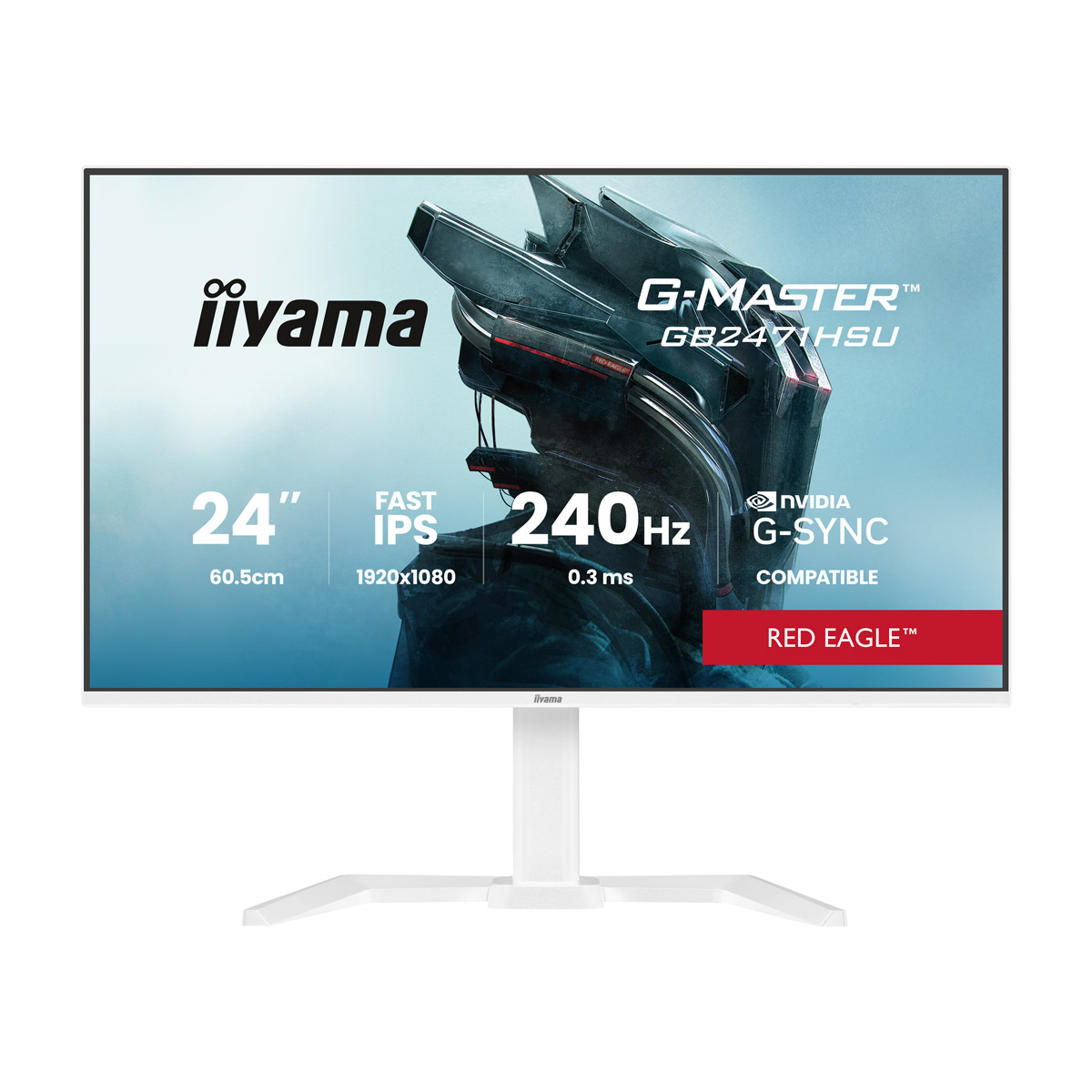 Bild von Iiyama GB2471HSU-W1 Gaming Monitor 24? Full-HD IPS, 240 Hz, 0.3 ms MPRT, G-Sync kompatibel, USB-Hub