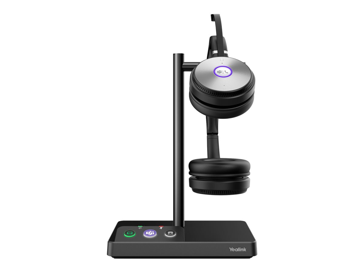 Bild von Yealink Headset WH62 Dual DECT, Stereo, Kabellos Kompatibel mit Microsoft Teams, Basisstation mit Klingelton, Bis zu 14 Std. Gesprächszeit, Bis zu 160