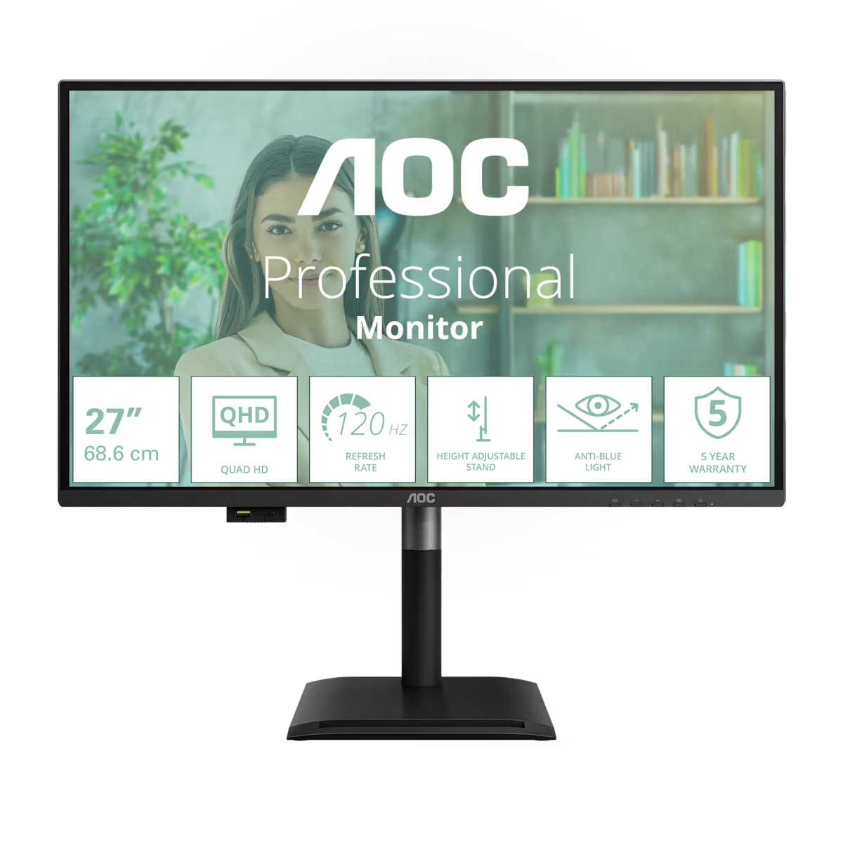Bild von AOC Q27P4U 27 Zoll - QHD Office Monitor IPS Panel, QHD, 120 Hz, 4 ms, HDMI, DP, USB-Hub, USB-C