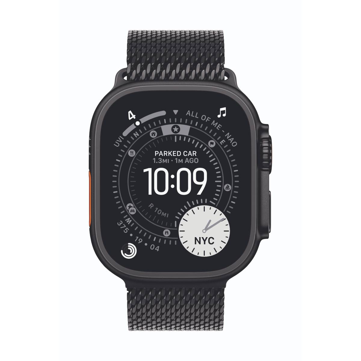 Bild von Apple Watch Ultra 3 Cellular 49mm Schwarz Titan Gehäuse B-Ware mit Schwarz Titan Milanaise Armband - Small
