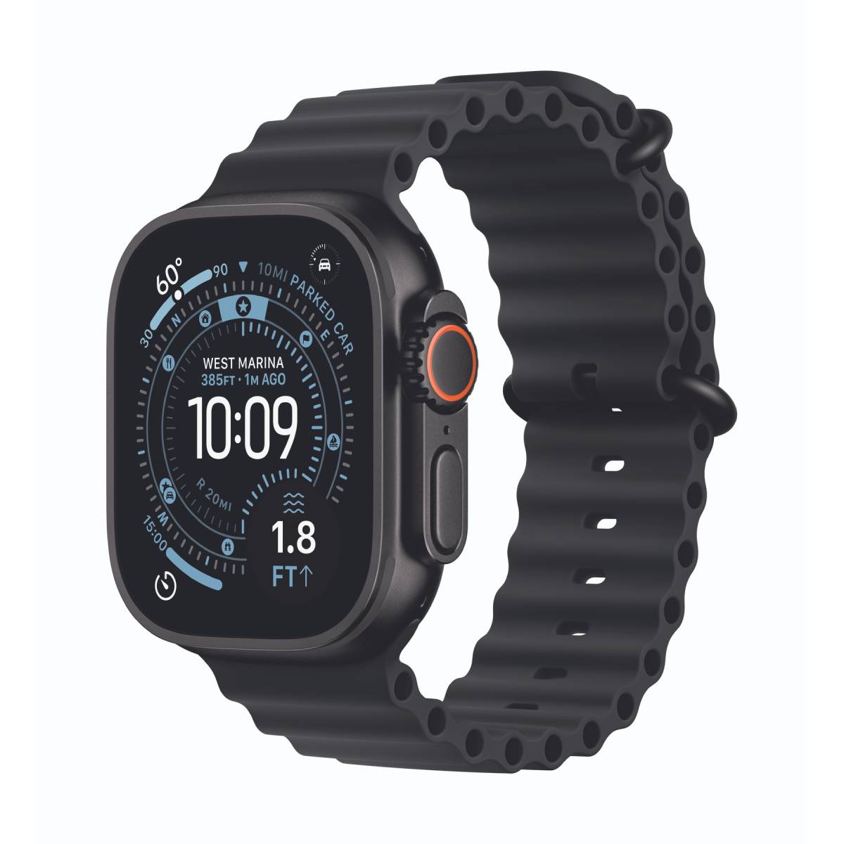 Bild von Apple Watch Ultra 3 Cellular 49mm Schwarz Titan Gehäuse B-Ware mit Schwarz Ocean Band
