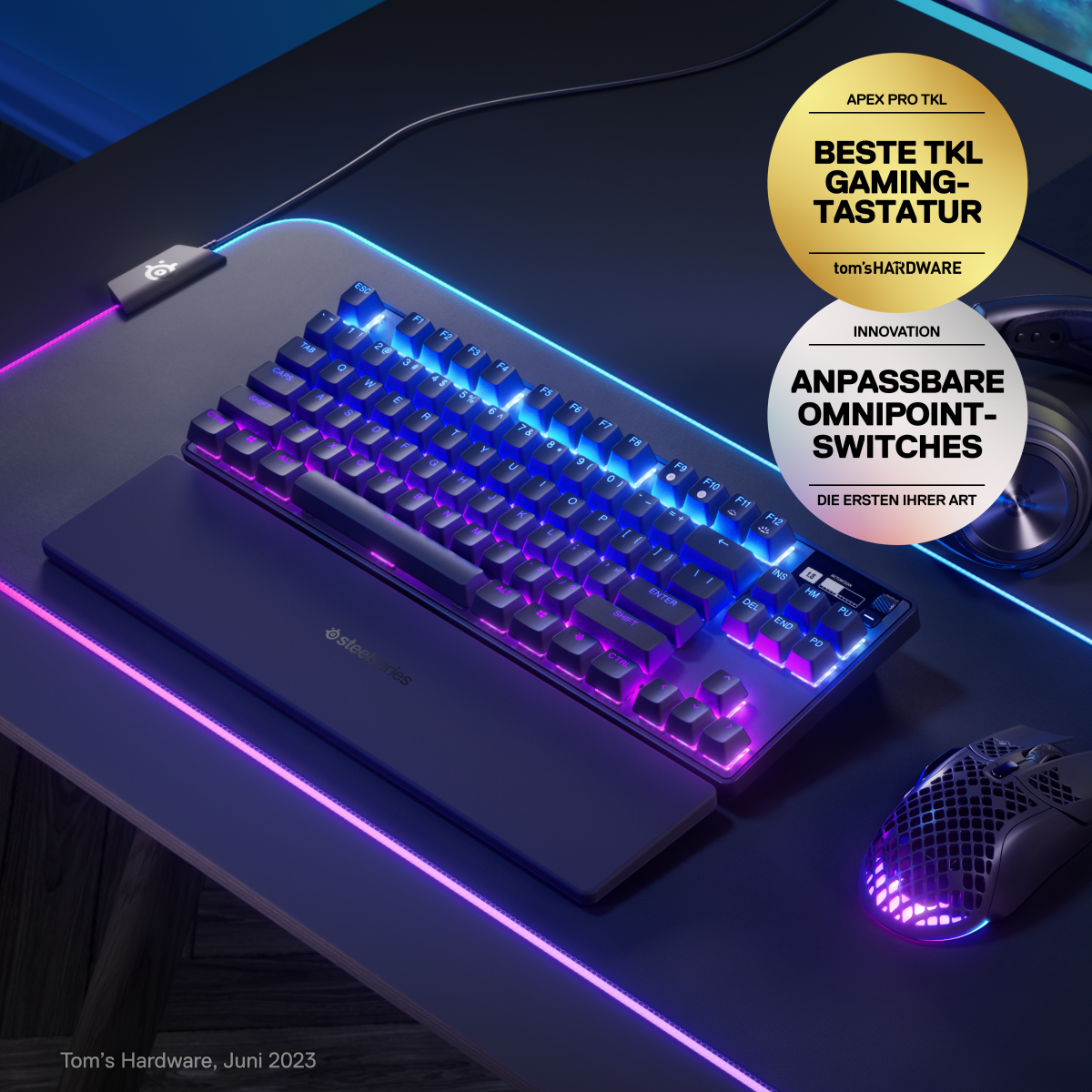 Bild von SteelSeries Apex Pro TKL Wireless HyperMagnetic Gaming-Tastatur - Kabellose Gaming Tastatur im E-Sports TKL-Formfaktor