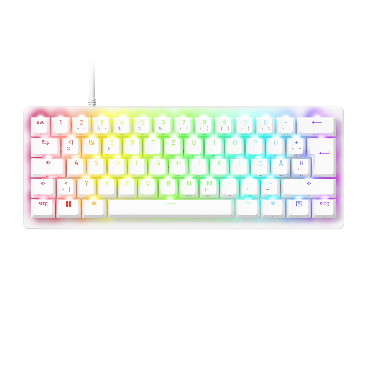 Bild von Razer Huntsman V3 Pro Mini White (analoge Switches) - E-Sport-Tastatur im 60% Layout mit analogen optischen Switches, weiß (DE Layout)