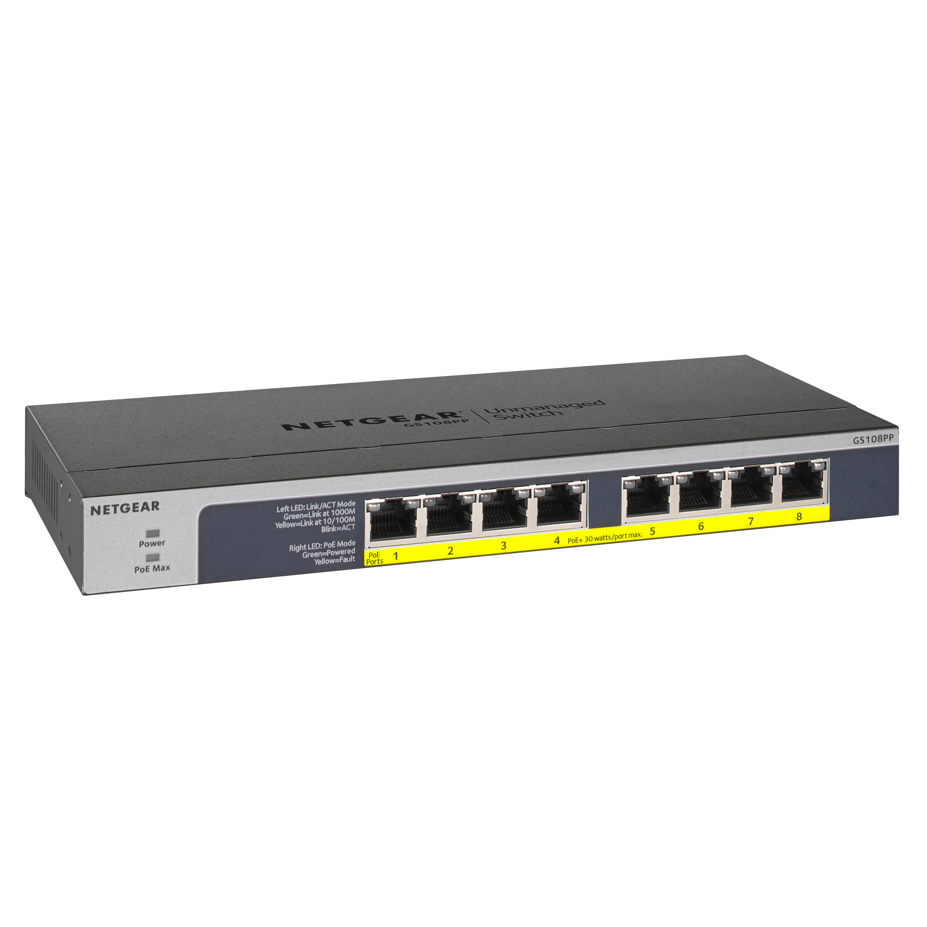 Bild von NETGEAR GS108PP Unmanaged Switch [8x Gigabit Ethernet PoE+, 120W]
