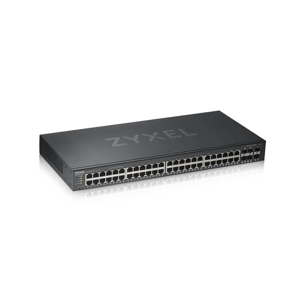 Bild von Zyxel GS1920-48V2 Gigabit 48-Port GbE Smart Managed Switch (100/1000 Mbit/s, QoS, Carbon, Zyxel NebulaFlex)