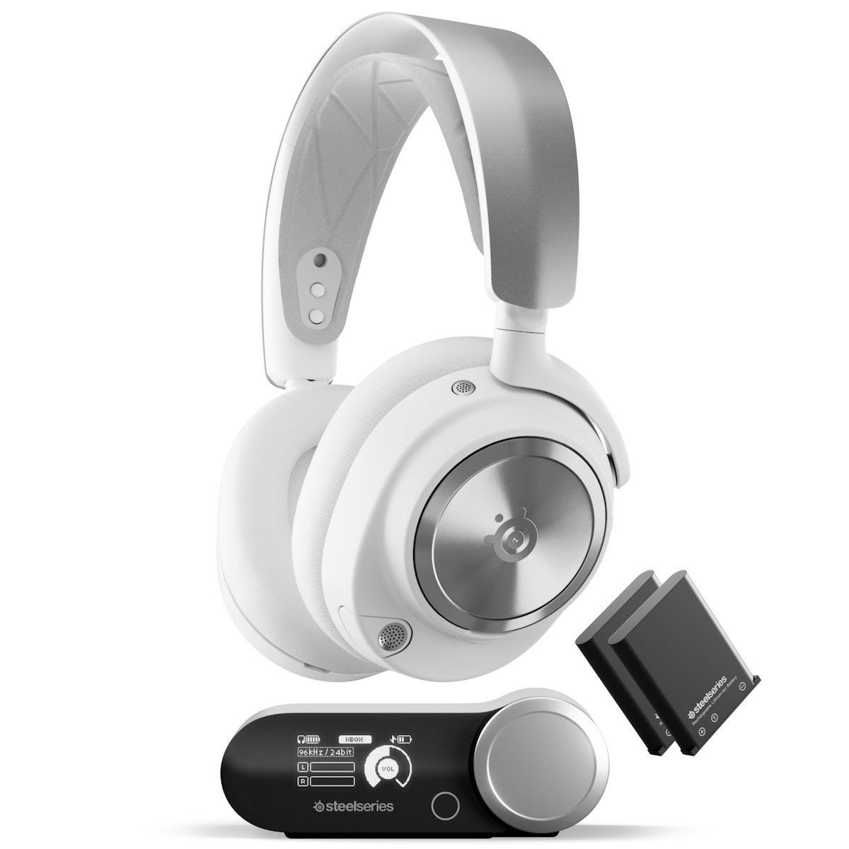 Bild von SteelSeries Gaming Headset Arctis Nova Pro Wireless White Multi-System Gaming-Headset mit wechselbarem Akku (Infinity Power System) und Active Noise C
