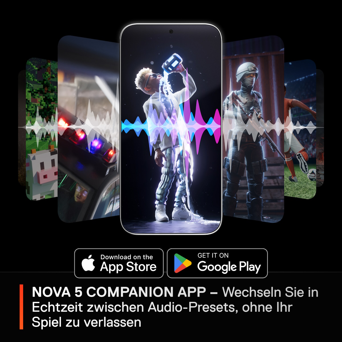 Bild von SteelSeries Arctis Nova 5 Wireless kabelloses Gaming Headset für PC, Switch, PlayStation und Mobilgeräte, ClearCast 2.X Mikrofon, 60 Stunden Akkulaufz