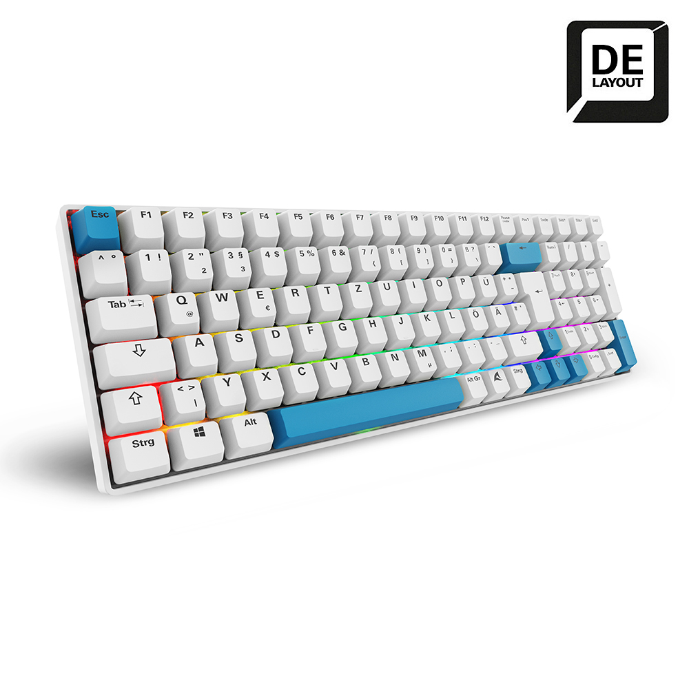 Bild von Sharkoon SKILLER SGK50 S2 PBT Gaming Tastatur - 96% Layout, Hot-Swap Gateron GPRO Yellow Switches, RGB-Beleuchtung, QWERTZ-Layout, weiß
