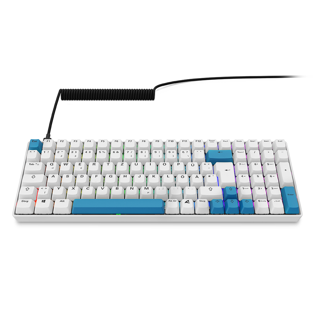 Bild von Sharkoon SKILLER SGK50 S2 PBT Gaming Tastatur - 96% Layout, Hot-Swap Gateron GPRO Yellow Switches, RGB-Beleuchtung, QWERTZ-Layout, weiß