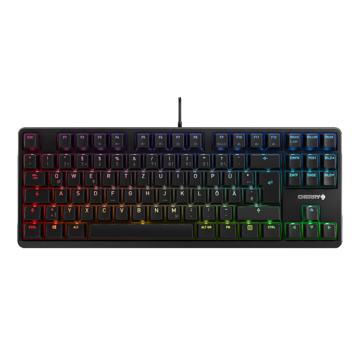 Bild von CHERRY Mechanische kabelgebundene Tastatur, RGB-Beleuchtung, MX-Technologie, Red Switches, langlebige Tastenbeschriftung