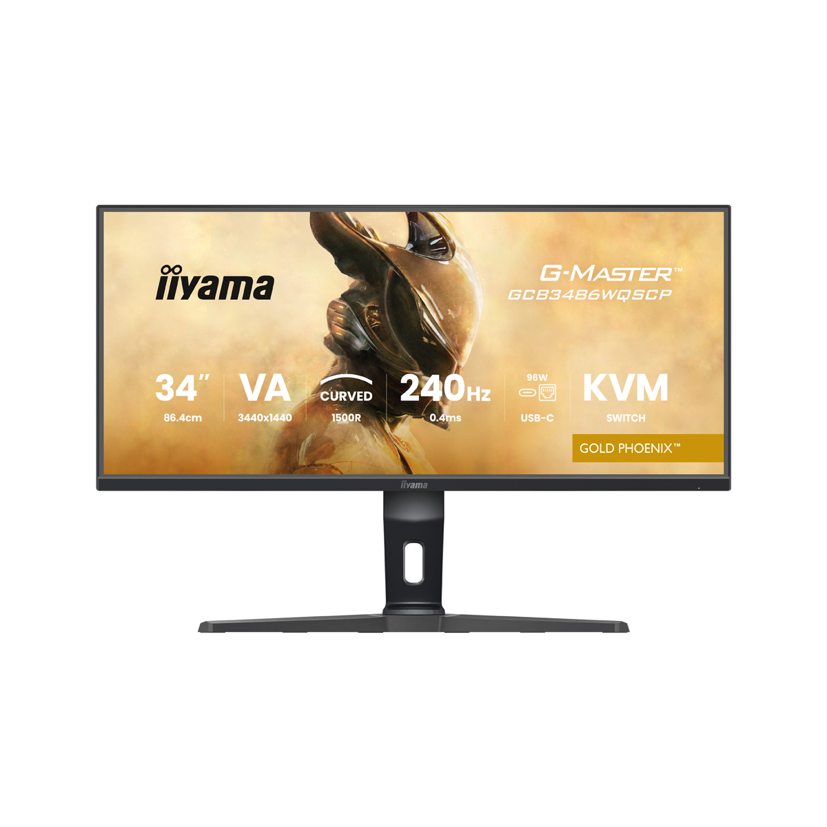 Bild von Iiyama GCB3486WQSCP-B1 Gaming Monitor 34" UWQHD VA, 240 Hz, 0.4 ms MPRT, USB-Hub, USB-C (PD 95W), RJ45, AMD FreeSync Premium