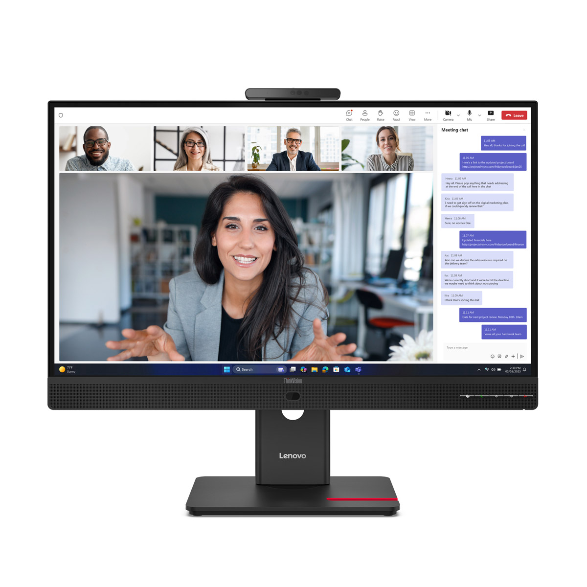 Bild von Lenovo ThinkVision T24-4v 23.8" Full HD IPS, 120HZ, 6ms, HDMI, DisplayPort, USB-C, 3.5 Audioklinke